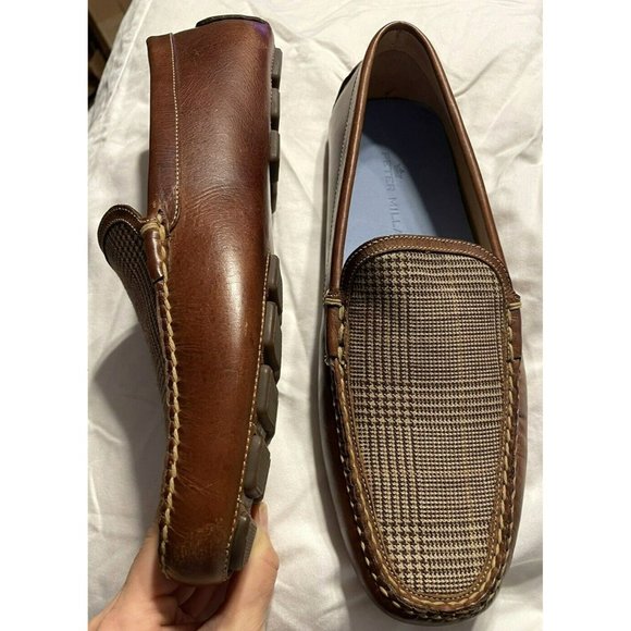 Peter Millar Other - New PETER MILLAR Men's size 10 Brown Leather & Plaid Loafer Driving Moccasins